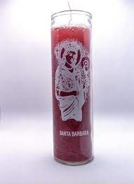 CANDLE 8" Screened glass Santa Barbara 12pk Red