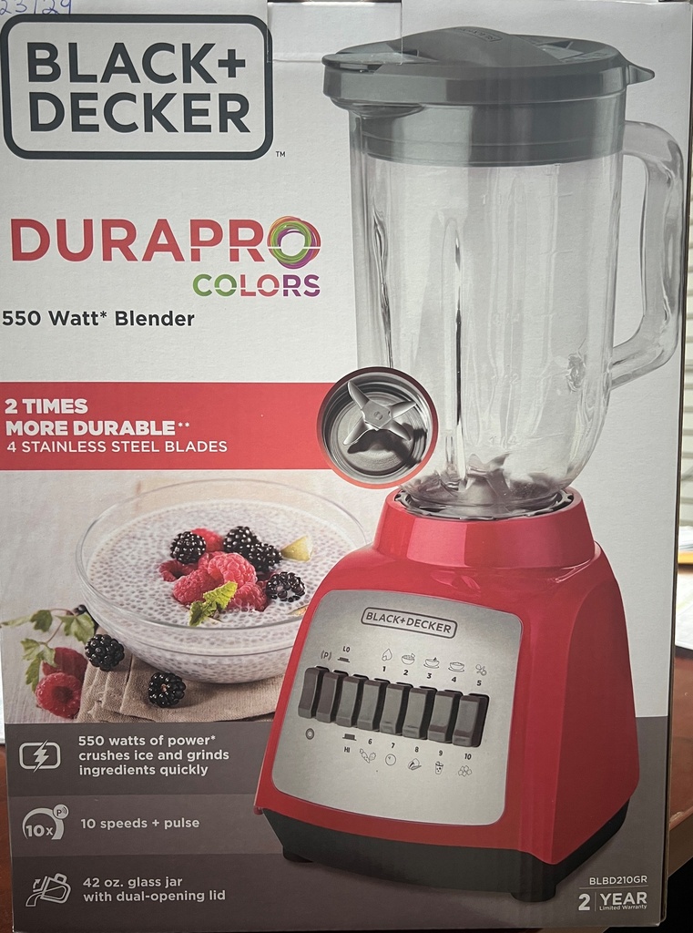 BLACK & DECKER BLENDER 10 SPD GLASS JAR RED BLBD210GR