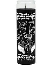 Candle 8" Screened Glass block buster Black 12PK