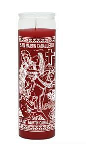 CANDLE 8" W/Label San Martin Caballero 12pk Red