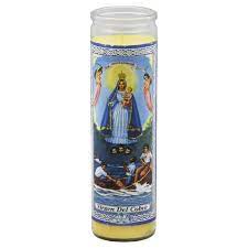 CANDLE 8"  w/Label Caridad Del Cobre 400ml 12pk Yellow