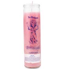 CANDLE 8" Screened Glass Divino Nino Jesus 12pk Pink