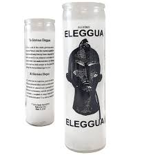 CANDLE 8" W/Label ELEGUA 12PK White