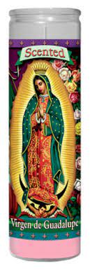 CANDLE 8" Virgin Guadalupe 400ml W/LABEL 12pk PINK