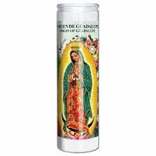 CANDLE 8" Virgin Guadalupe 400ml W/LABEL 12pk WHITE