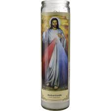 CANDLE 8"  w/Label JESUS en ti Confio12PK WHITE