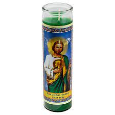 CANDLE 8" W/Label  San Judas-400ML-12pk Green