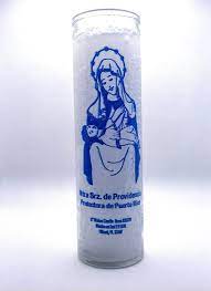 Candle 8" Sra. de la Provid. 400ml W/Label 12pk white