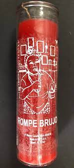 CANDLE 8"  w/Label ROMPE BRUJERIA 12PK RED