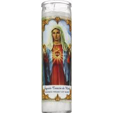 CANDLE 8" W/Label Corazon Maria 12pk Red