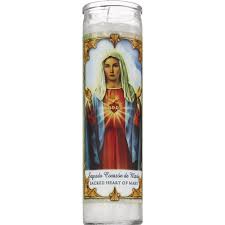 CANDLE 8" Corazon Maria 400ml W/Label 12pk Red