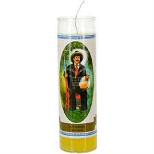 CANDLE 8" SAN SIMON 400ml W/LABEL 12PK YELLOW