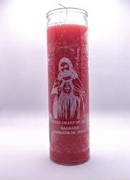 CANDLE SAGRADO CORAZON MARIA / OUR LADY SACRED HEART 8" 12PK RED