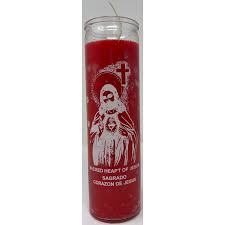 CANDLE 8" SAGRADO CORAZON/JESUS 12PK RED