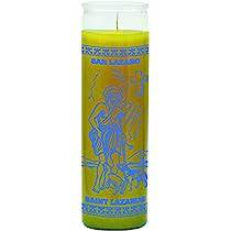 CANDLE 8" Screened Glass San Lazaro 12PK YELLOW