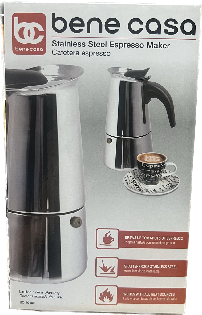 COFFEE MAKER B/C 6 CUP S/S w/blk HANDLE