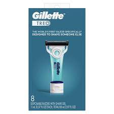 GILLETTE TREO 8-DISPOSABLE RAZORS W/SHAVE GEL/4