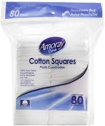 AMORAY COTTON SQUARES PAD 80Ct /12