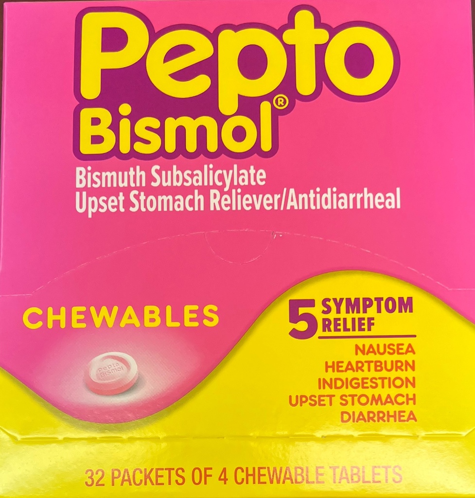 Pepto Bismol Box Chewables 32pk of 4's /12 exp 9/25