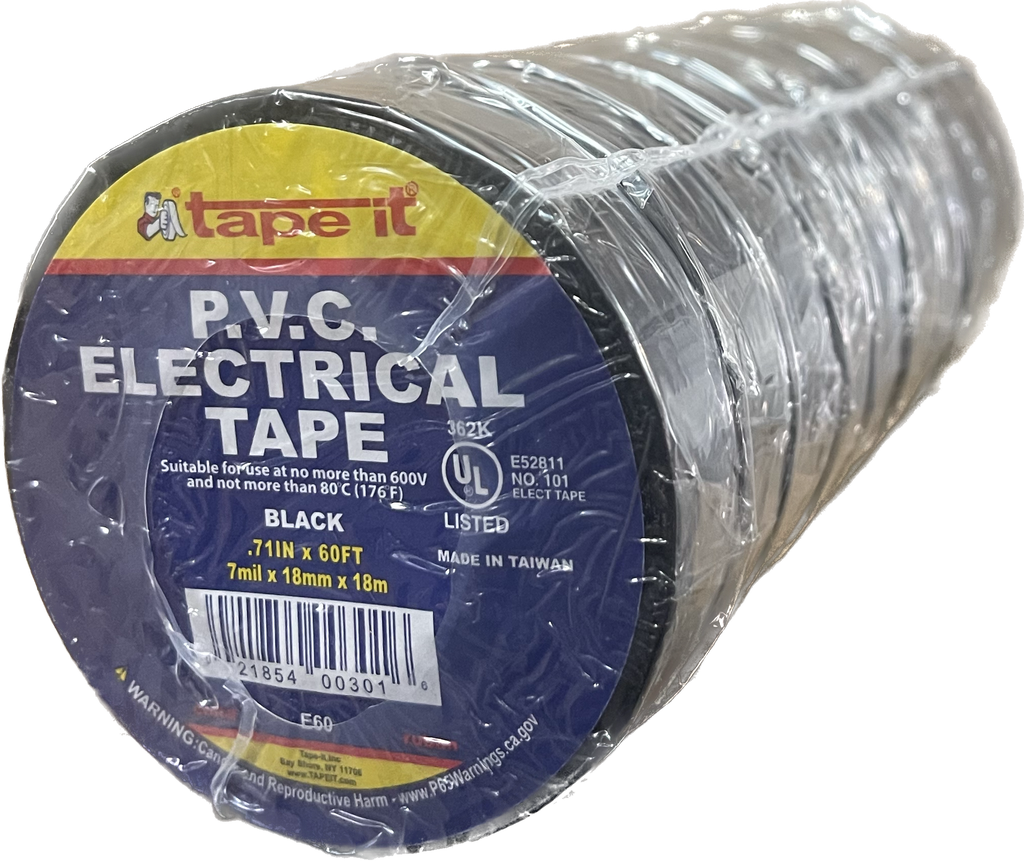 TAPE ELECTRIC BLACK 71" X 60' - 10pk (E60) /25