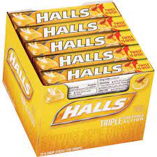 HALLS COUGH DROPS HONEY-LEMON 20-PK /BOX