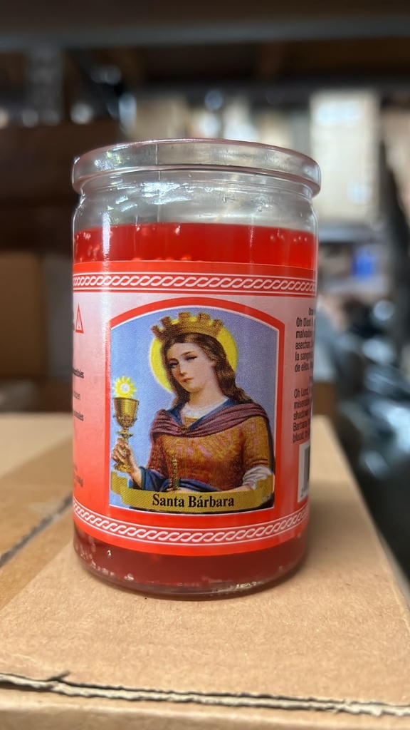 CANDLE 50 HR 3" W/label Santa Barbara 12pk RED