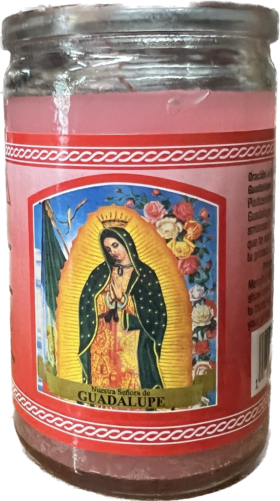 CANDLE 50 HR w/label 3" GUADALUPE 12PK  PINK