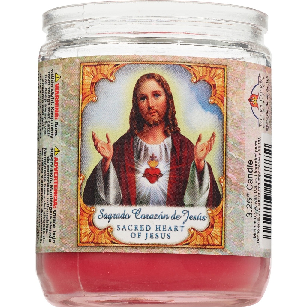 CANDLE 50 HR 3" SAGRADO CORAZON DE JESUS 24PK RED