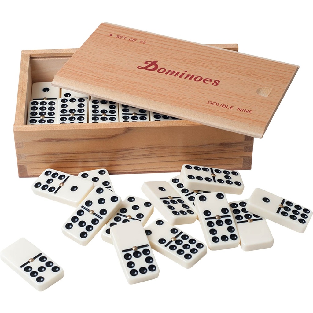 DOMINO WOOD BOX DOUBLE 9 /12