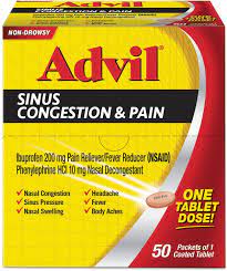 Advil Sinus Congestion & Pain Box 25pk /20 exp 5/25 sale price no return no refund