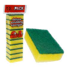 HAPPICLEANING SCRUB SPONGE  10PK YELLOW & GREEN /72