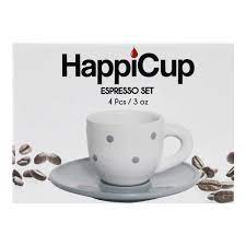 Happicup Espresso Coffee Set 4 Cup & Saucer 3oz /12