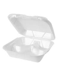 Termopac 8X8 Hinged Lid Foam Tray 3/Comp 2pk of 100