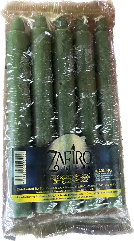 ZAFIRO HOUSEHOLD CANDLE 6" GREEN 5PK /24