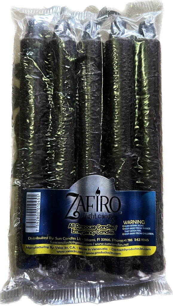 ZAFIRO HOUSEHOLD CANDLE 6"  BLACK 5PK /24