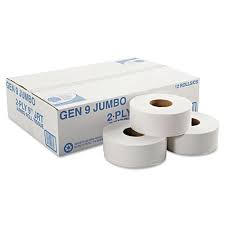 TOILET PAPER JUMBO ROLL  WHITE 12-ROLLS