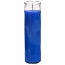 CANDLE 7 DIA 470ml CLEAR BLUE 12PK