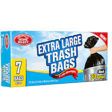 HOME SELECT TRASH BAGS 33GL-7ct /24