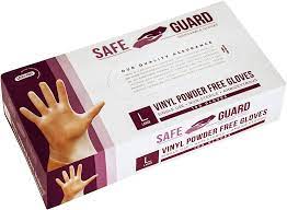 SAFE GUARD GLOVES VINYL (powder free) Large 100PK/50