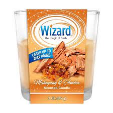 WIZARD CANDLES  MAHOGANY & AMBER 3oz /12