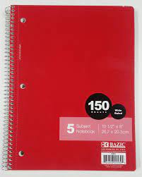 NOTEBOOK 150 SHEETS  5-SUBJECT /24