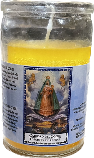 [7592800009602 24PK] CANDLE 50 HR 3" CARIDAD DEL COBRE 24PK YELLOW