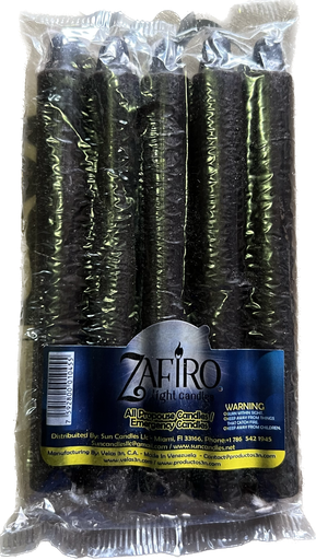 [7592800004775 BLACK] ZAFIRO HOUSEHOLD CANDLE 6"  BLACK 5PK /24