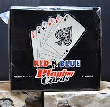 [767556880103] PLAYING CARDS RED N BLUE  PLASTIC 24-PK