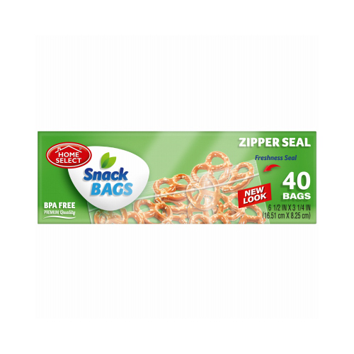 [808829060751] HOME S SNACK BAGS ZIPPER SEAL 40ct. /24