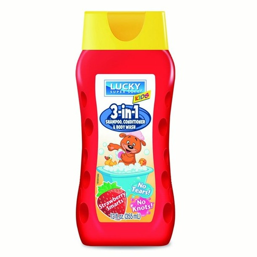 [808829105100] LUCKY 3in1 KIDS SHAMP, COND & WASH STRAWBERRY12/12oz