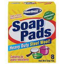 [808829114980] POWER SOAP PADS STEEL WOOL 8PK /12