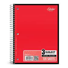 [871936001658] NOTEBOOK 120 SHEETS 3-SUBJECT /24