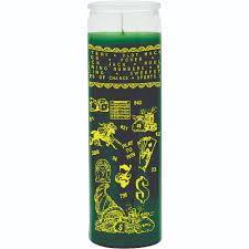 [CASINO] CANDLE 8" Screened Glass CASINO GREEN 12PK