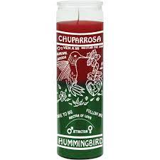 [CHUPAROSA] CANDLE 8" Screened Glass Chuparosa12pk Red/Green